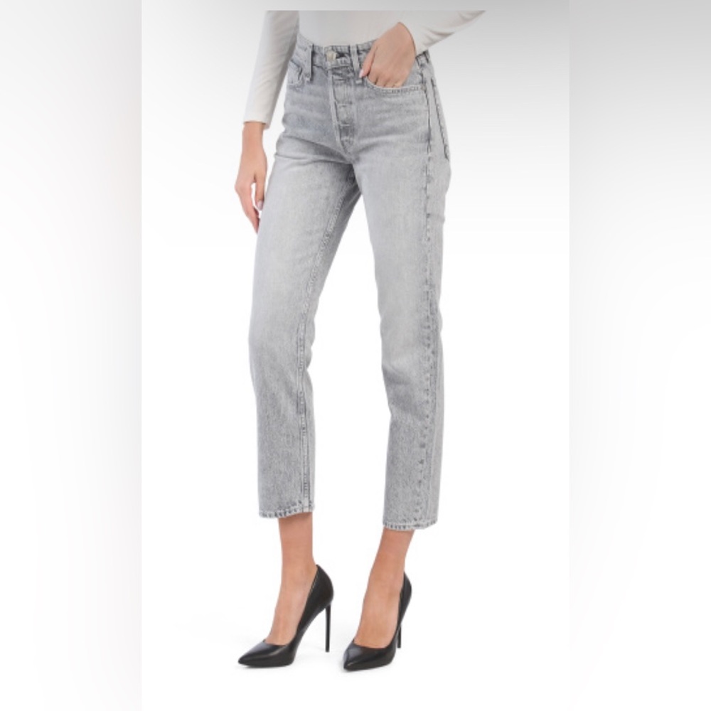 RAG AND BONE- “MAYA” ACID WASH HIGH RISE ANKLE SLIM STRAIGHT JEAN